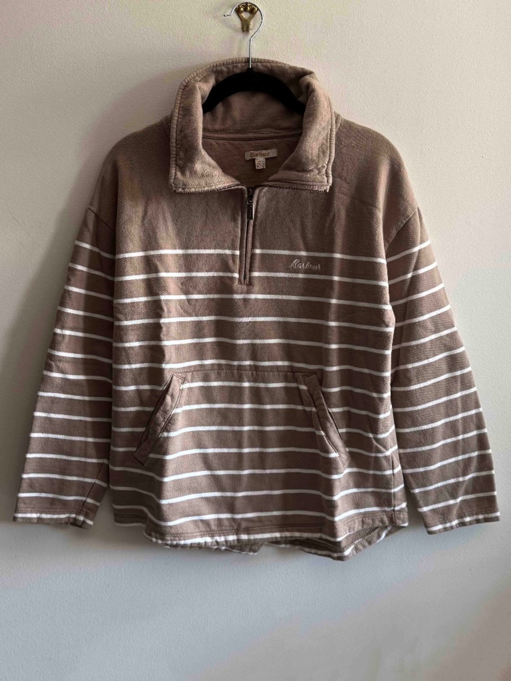 Barbour Ember Overlayer Striped 1/2 Zip Sweatshirt US 4